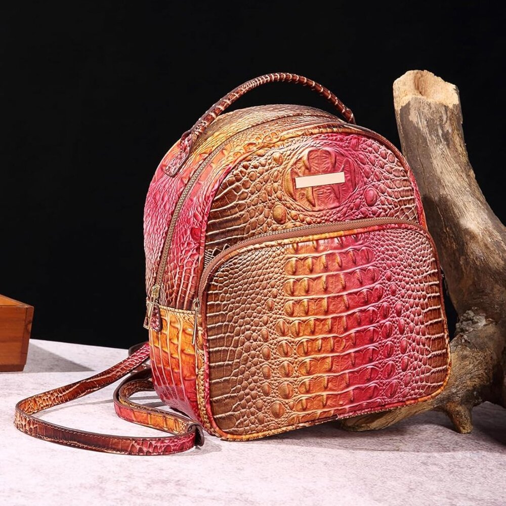 Mini Crocodile Embossed Pattern Vegan Leather Bac… - image 7